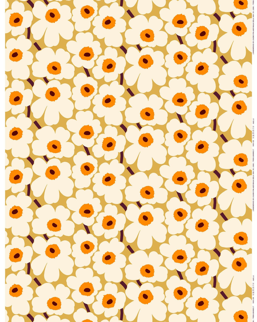 pieni unikko cotton fabric - caramel/orange
