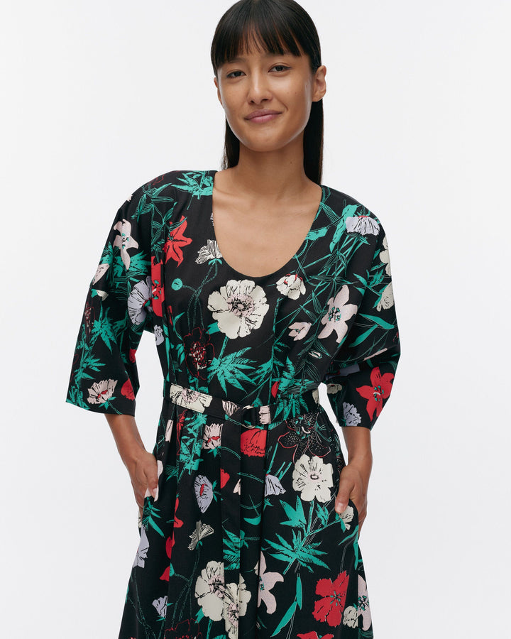 hymy perenna cotton twill dress - black