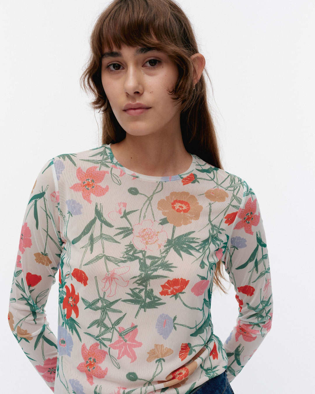 väritys perenna sheer mesh top - white