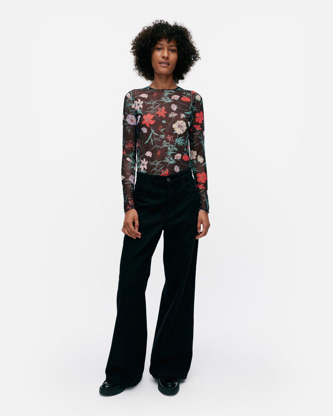 väritys perenna sheer mesh top - black