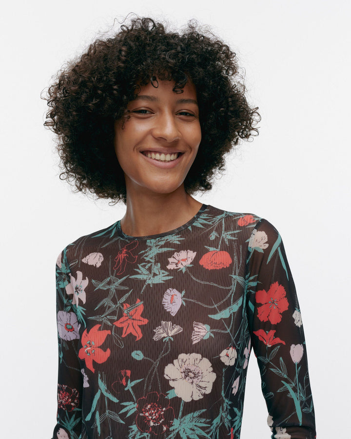 väritys perenna sheer mesh top - black