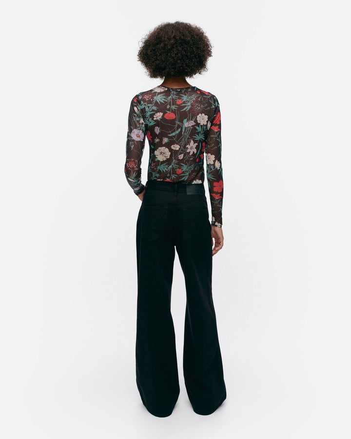 väritys perenna sheer mesh top - black