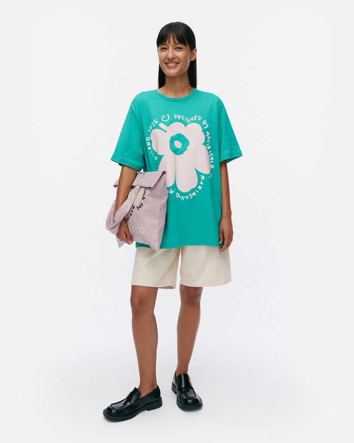 kioski vihne unikko placement t-shirt - teal