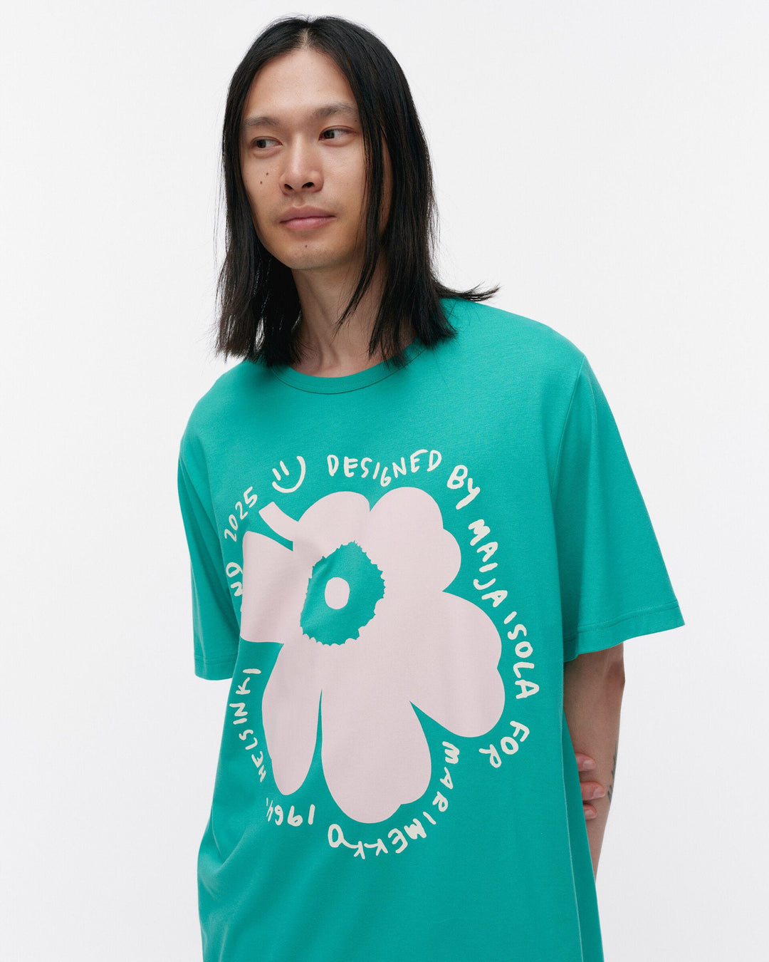 kioski vihne unikko placement t-shirt - teal