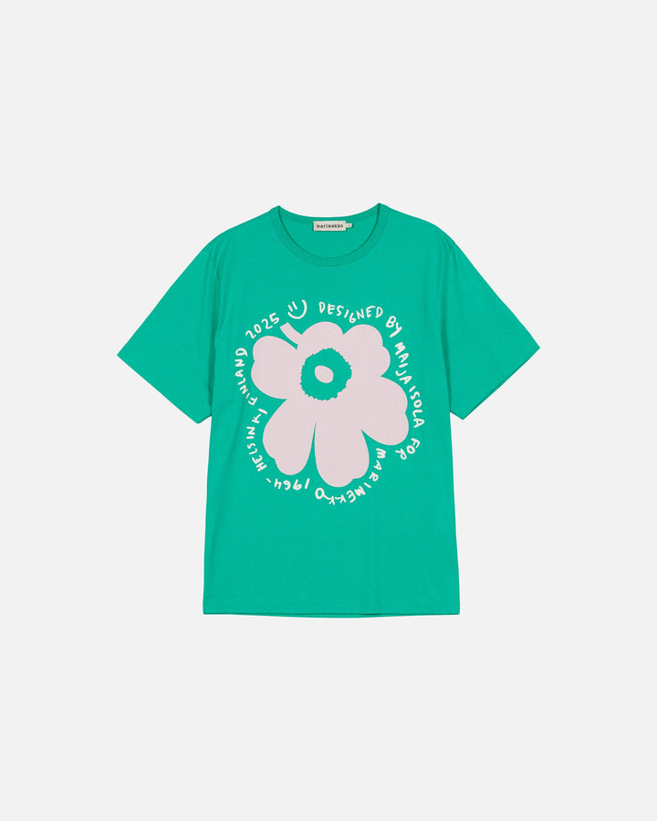 kioski vihne unikko placement t-shirt - teal