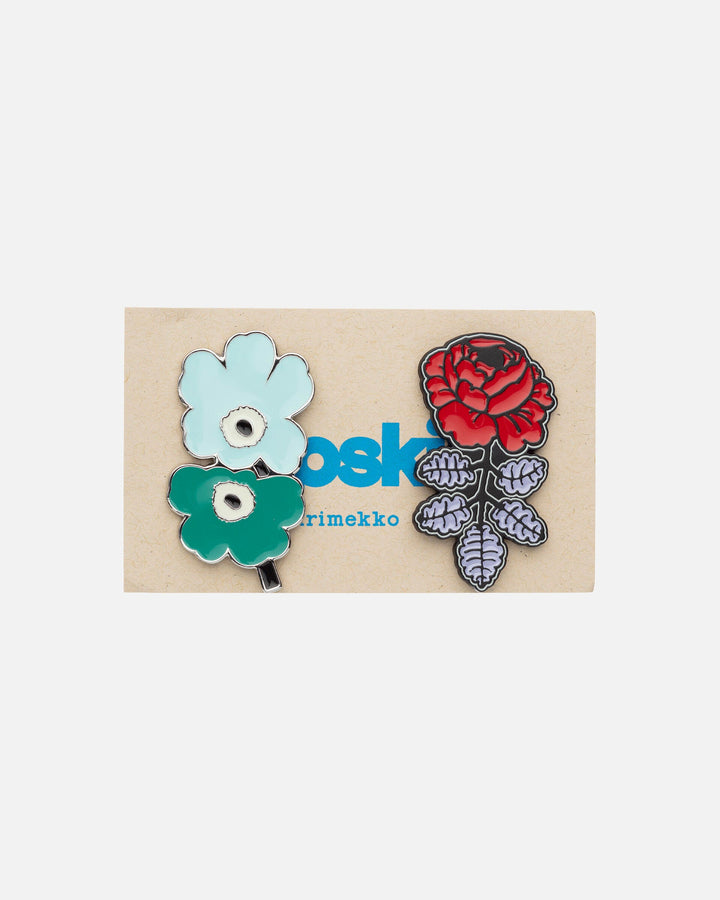kioski pumpuli set III pins - unikko/vihkiruusu