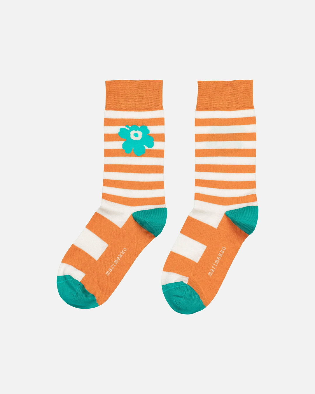 kioski kasvaa multi tasaraita unikko socks - orange/teal