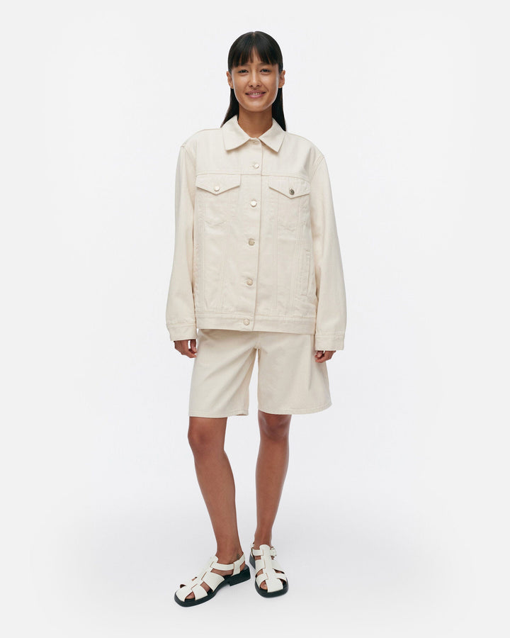 maridenim murros unikko placement denim jacket - white