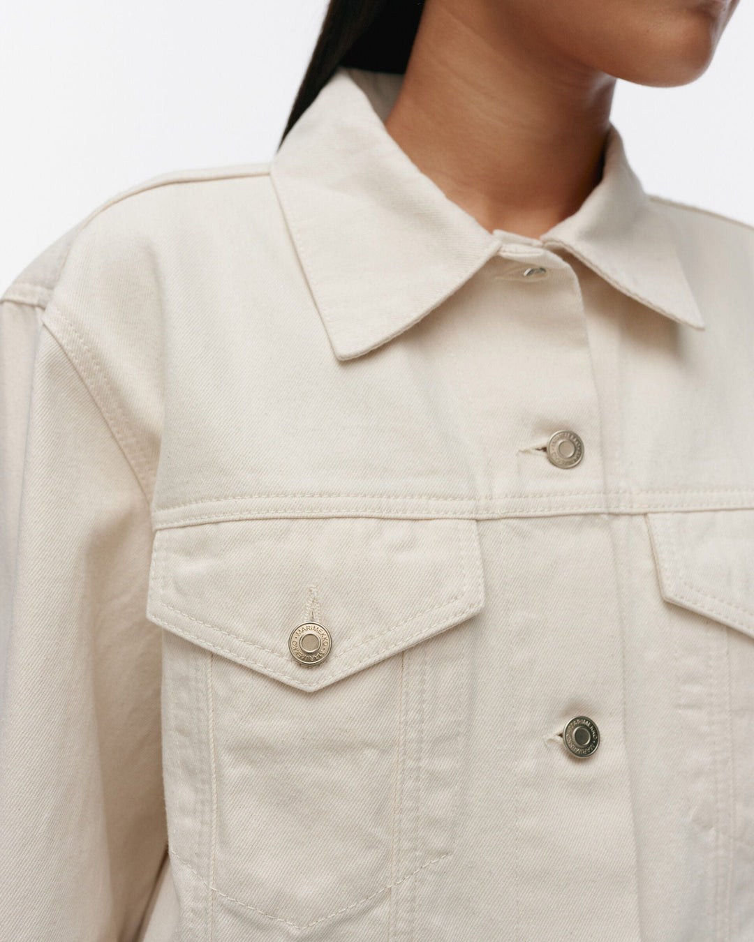 maridenim murros unikko placement denim jacket - white