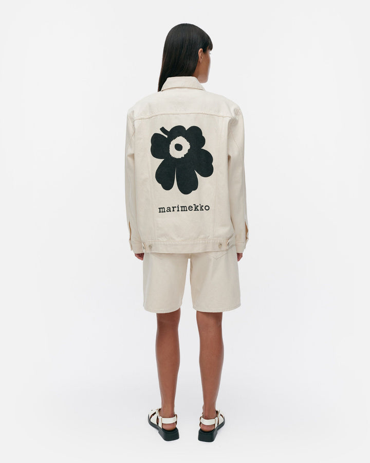 maridenim murros unikko placement denim jacket - white