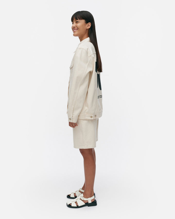 maridenim murros unikko placement denim jacket - white