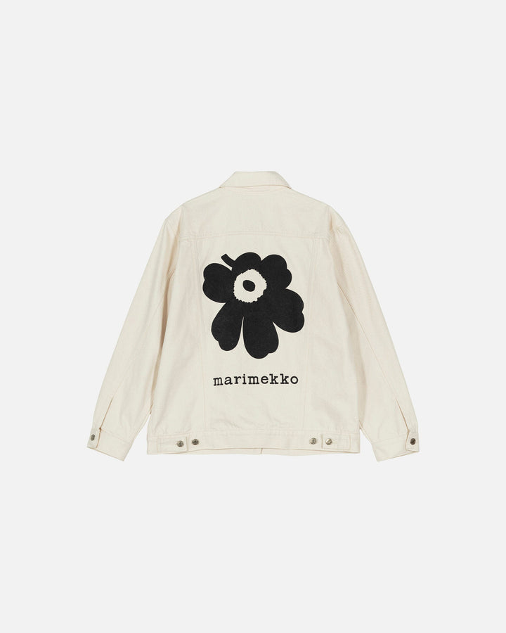 maridenim murros unikko placement denim jacket - white