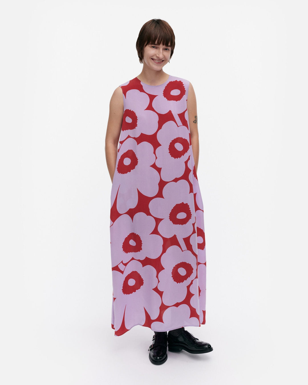 migot unikko cupro dress - purple/red