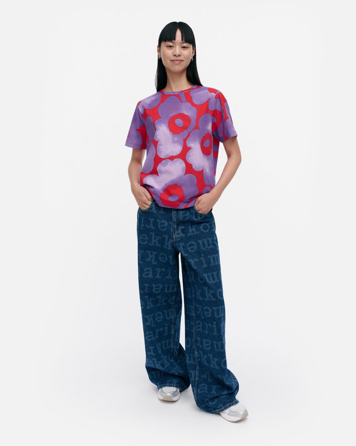 kioski erna akvarelli unikko t-shirt - red/purple