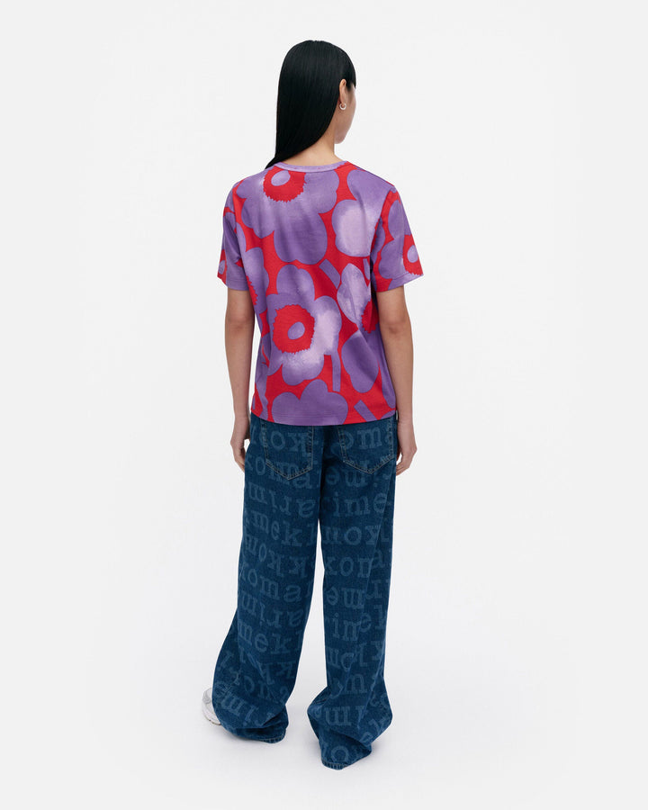 kioski erna akvarelli unikko t-shirt - red/purple