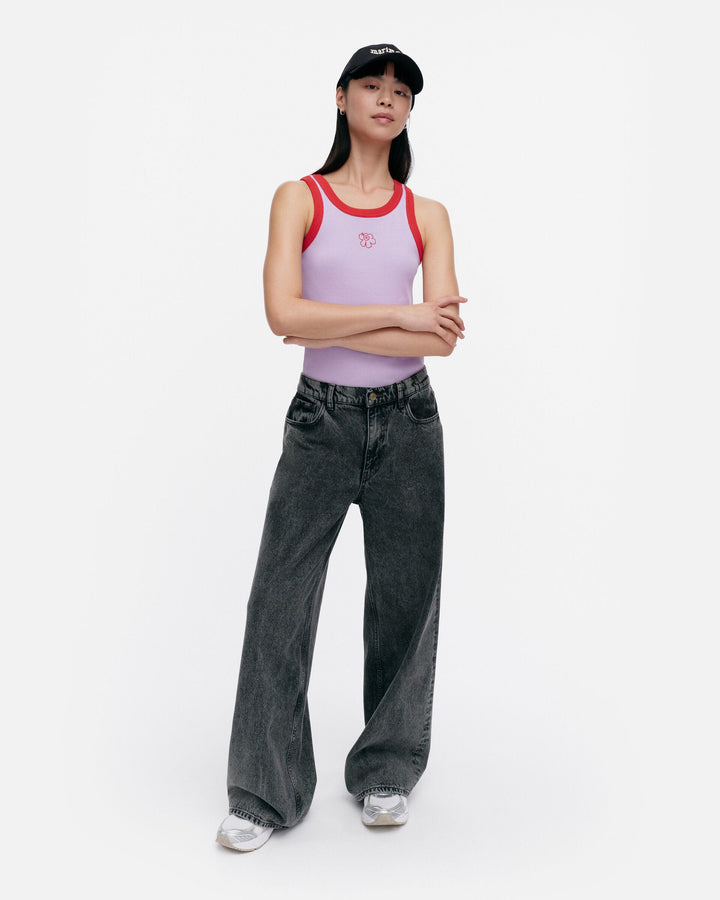 surrea piirto unikko placement jersey top - lilac