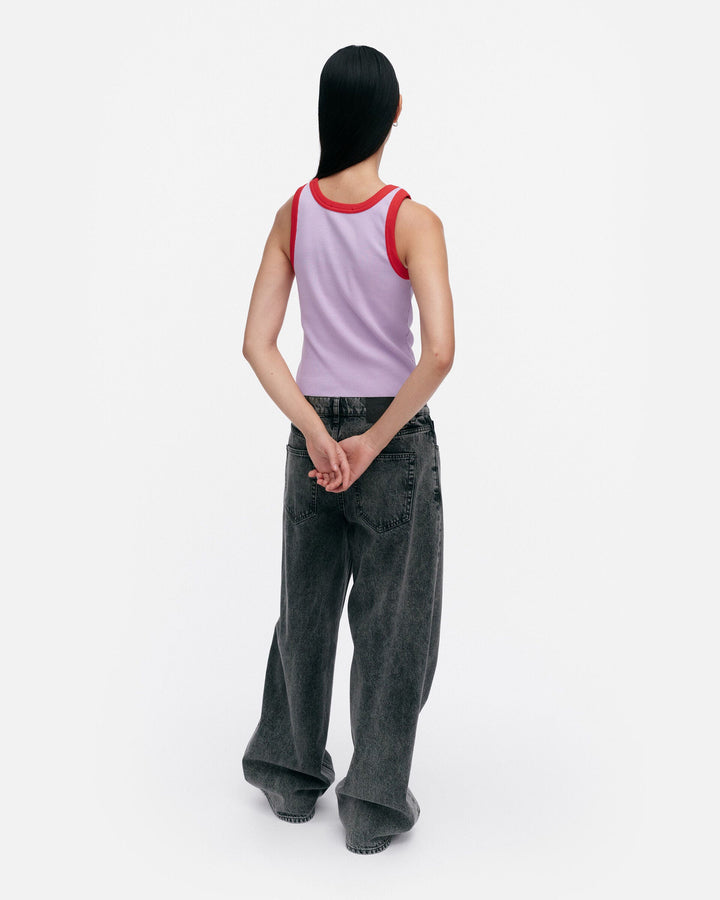 surrea piirto unikko placement jersey top - lilac