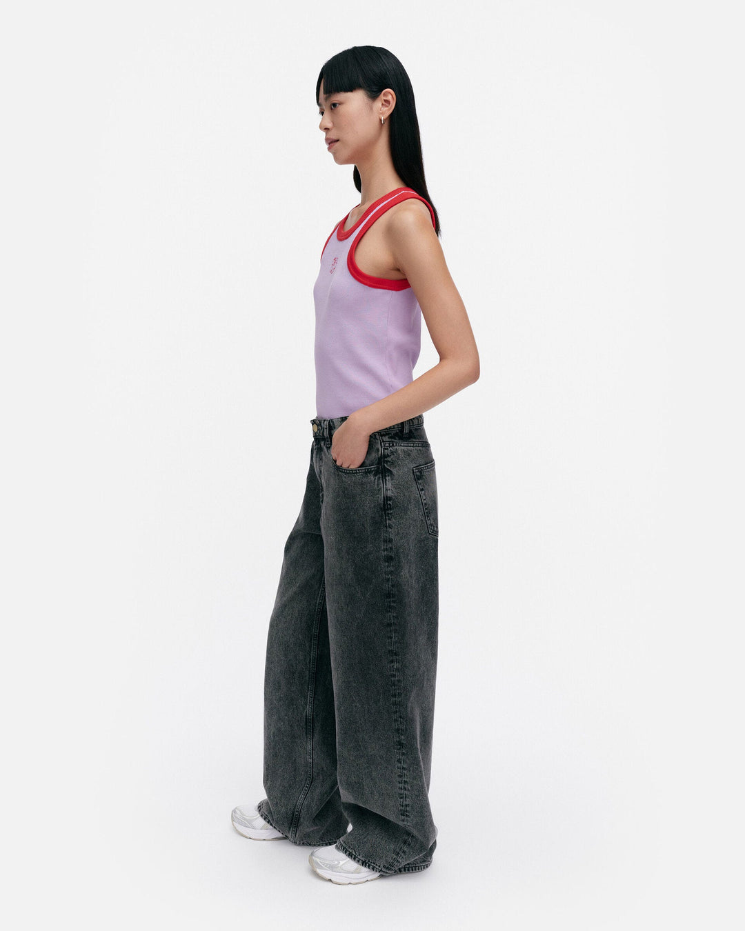 surrea piirto unikko placement jersey top - lilac