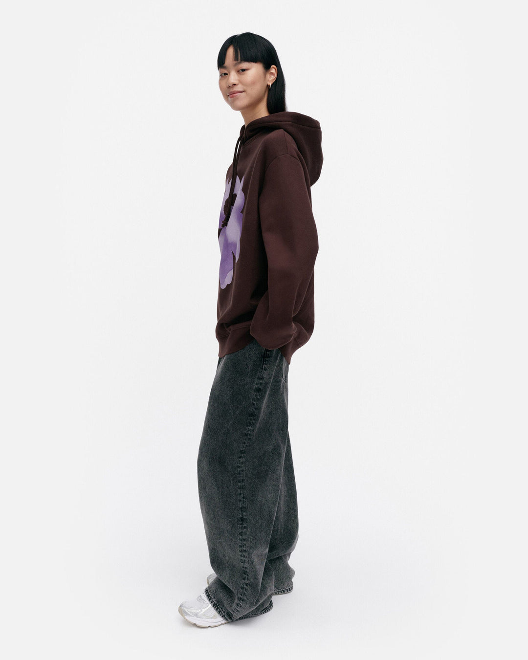 kioski runoja unikko placement hoodie - brown/lilac
