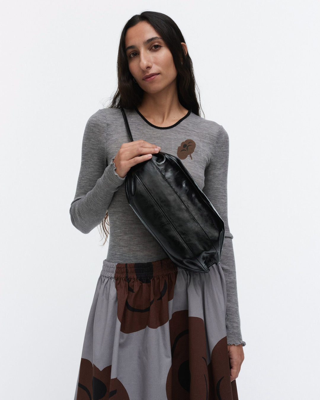 karla patent leather bag - black