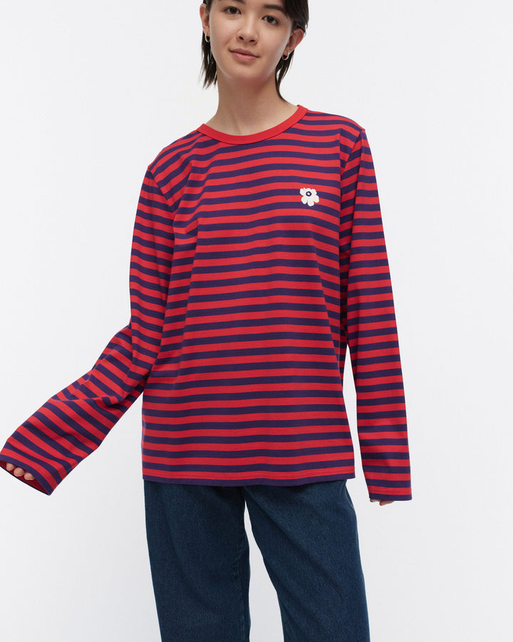 kioski tasaraita unisex jersey longsleeve shirt - red/blue