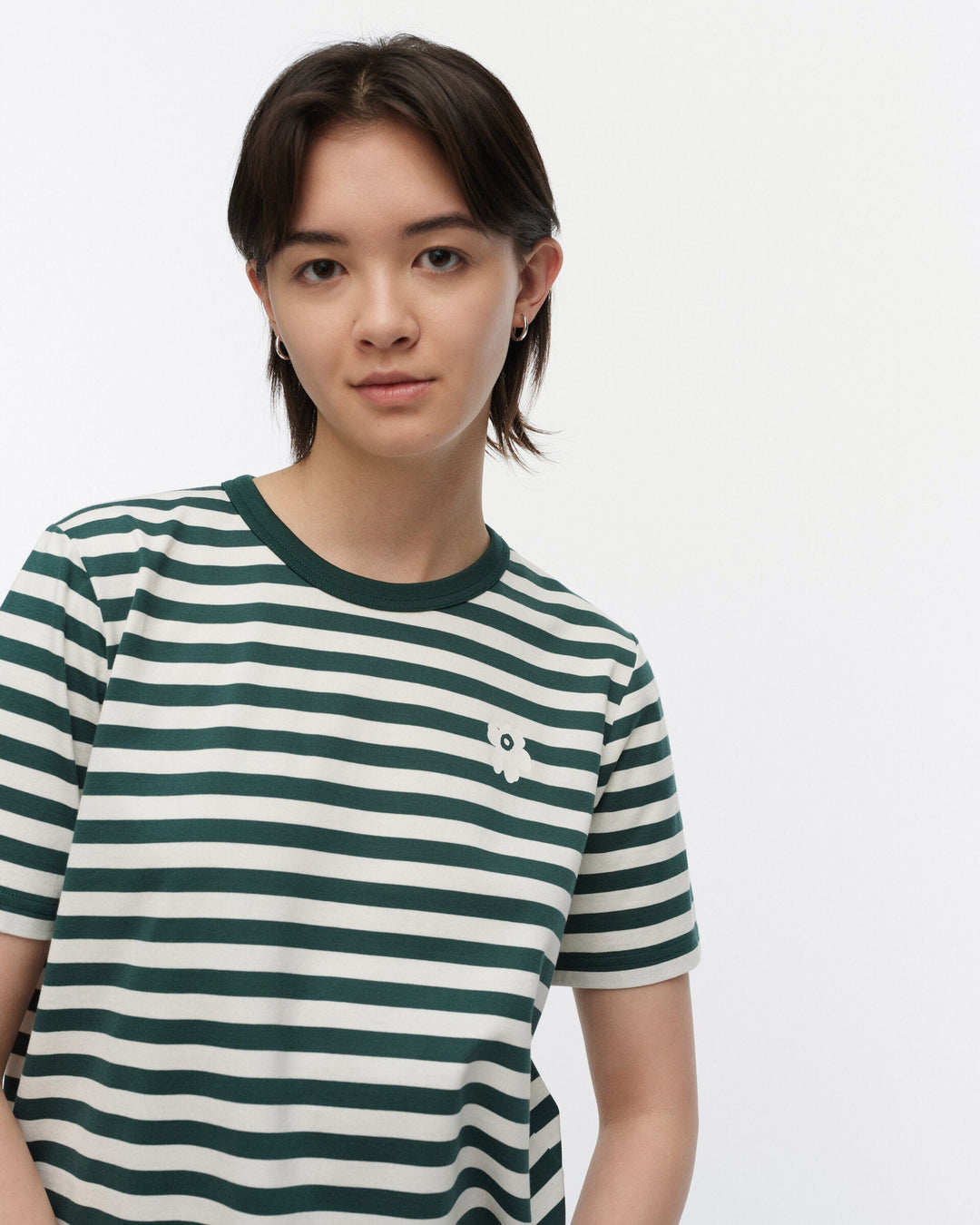 kioski unikko tasaraita t-shirt - navy green
