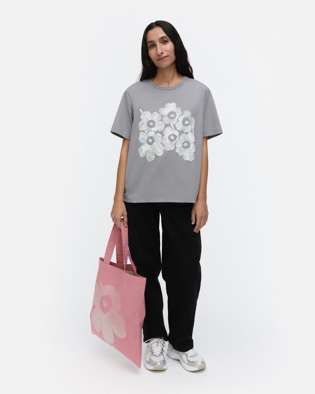 kioski erna unikko placement t-shirt - grey
