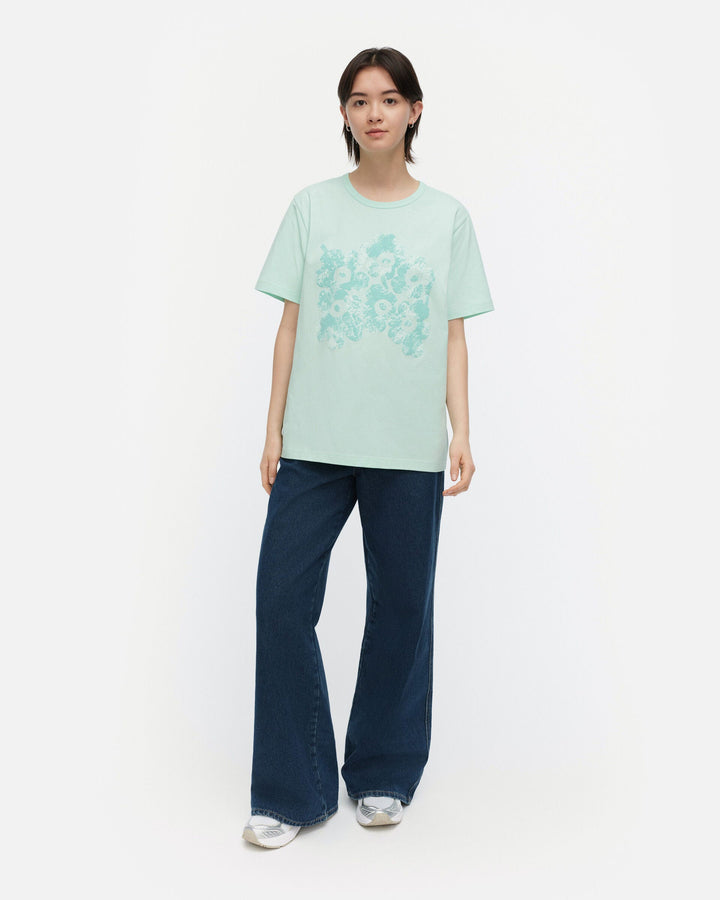 kioski vihne unikko placement t-shirt - seafoam green
