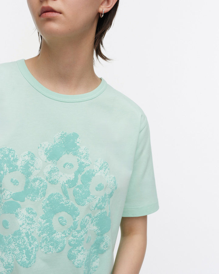 kioski vihne unikko placement t-shirt - seafoam green