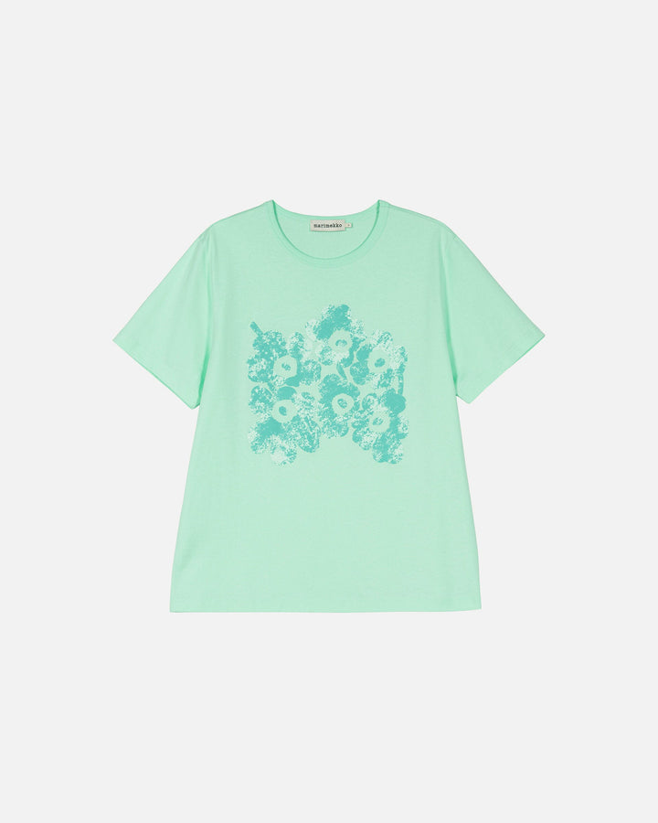 kioski vihne unikko placement t-shirt - seafoam green