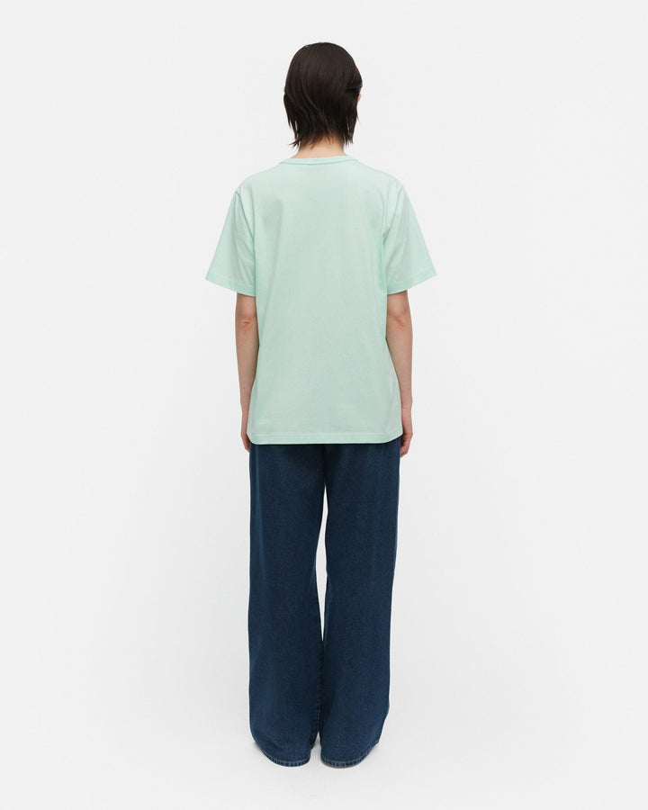 kioski vihne unikko placement t-shirt - seafoam green