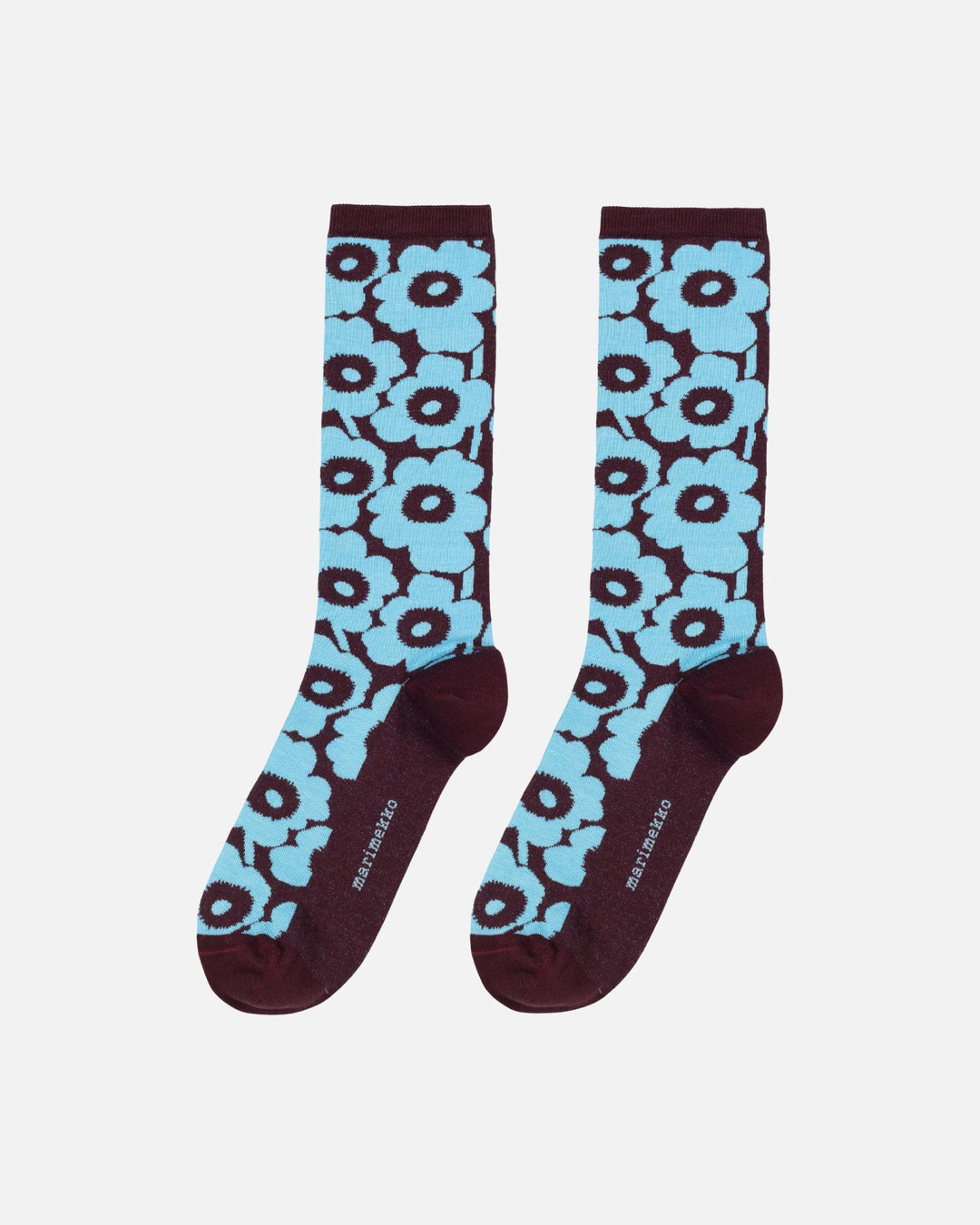 pinnat unikko socks - wine red / light blue