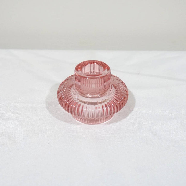 Double Sided Glass Candle Holder - Diamond Edge