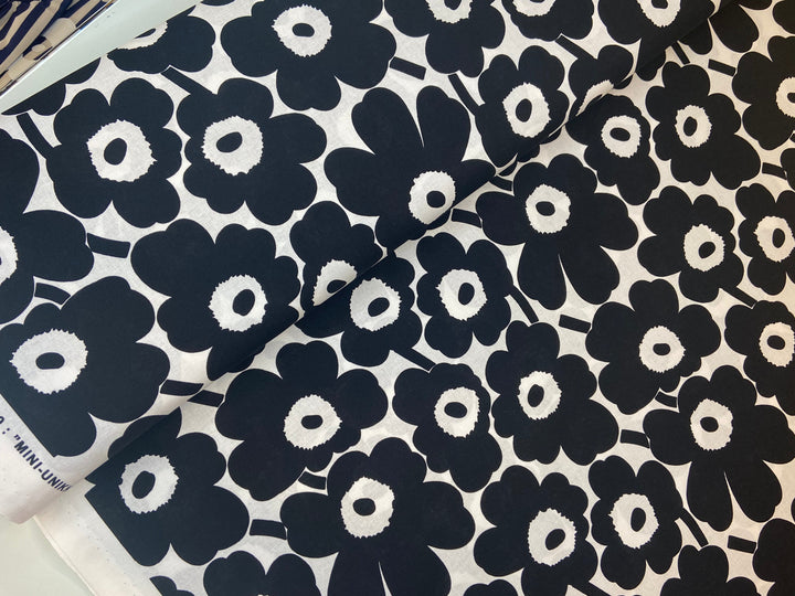 mini-unikko black cotton fabric
