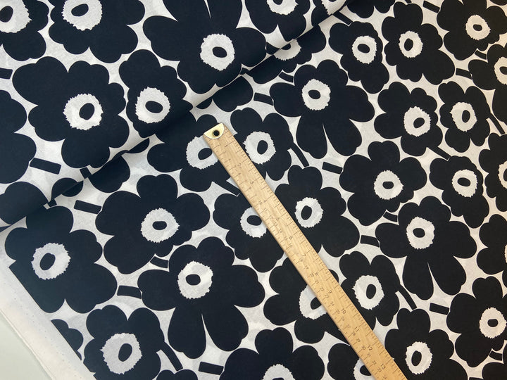 mini-unikko black cotton fabric