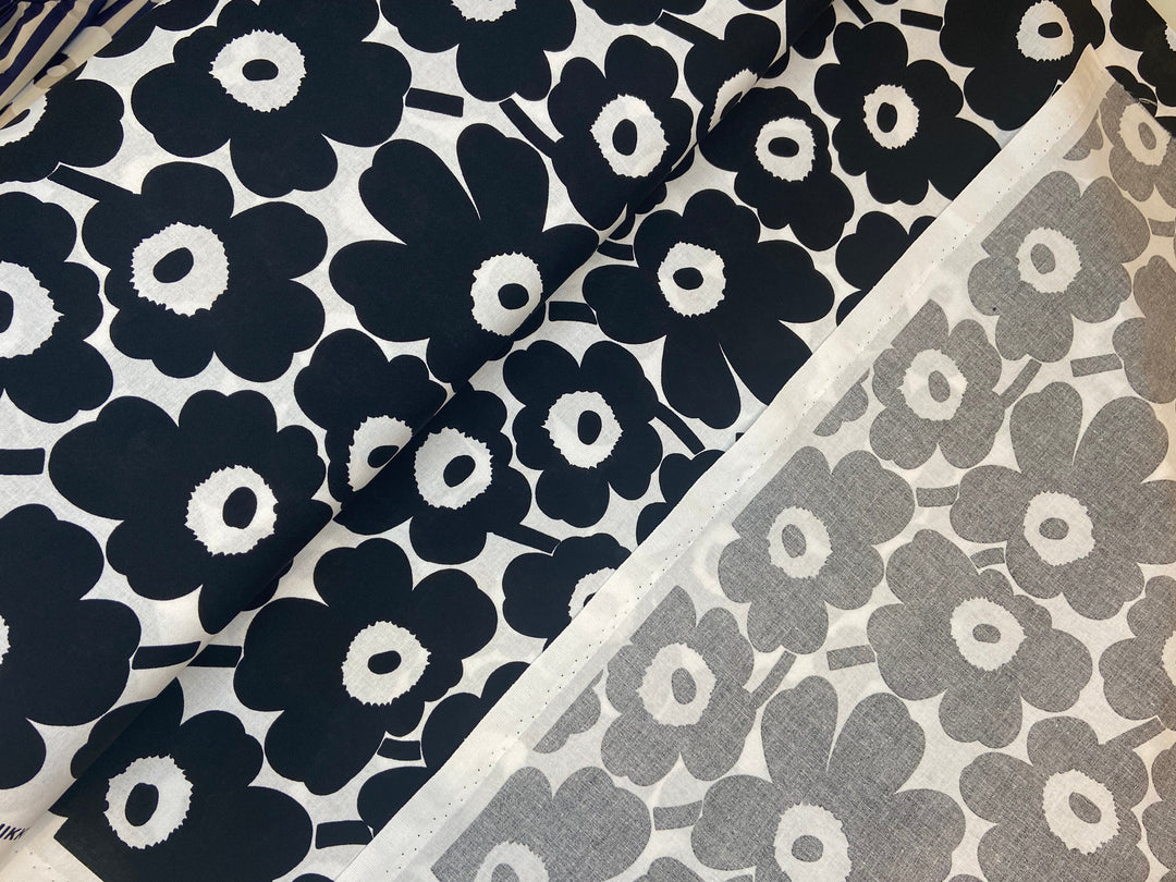 mini-unikko black cotton fabric
