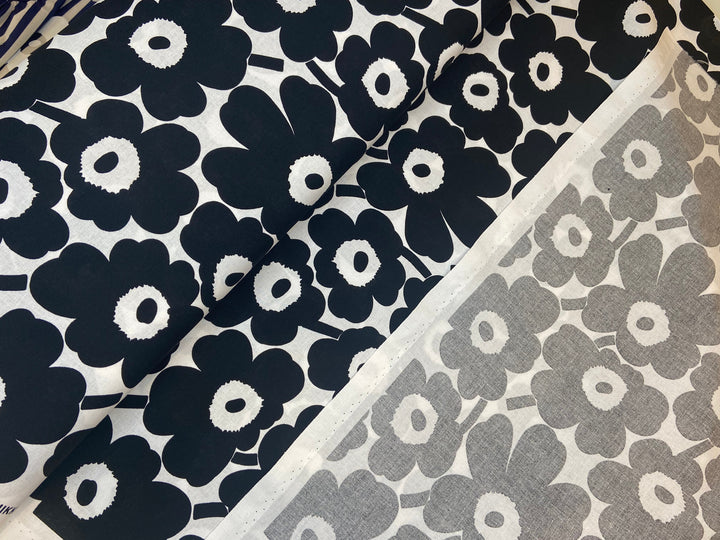mini-unikko black cotton fabric
