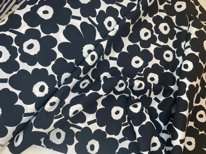 mini-unikko black cotton fabric