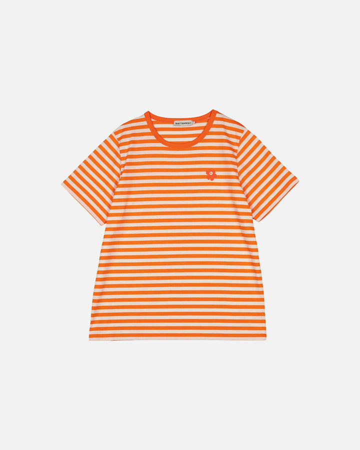 kioski tasaraita relaxed short sleeve t-shirt - orange