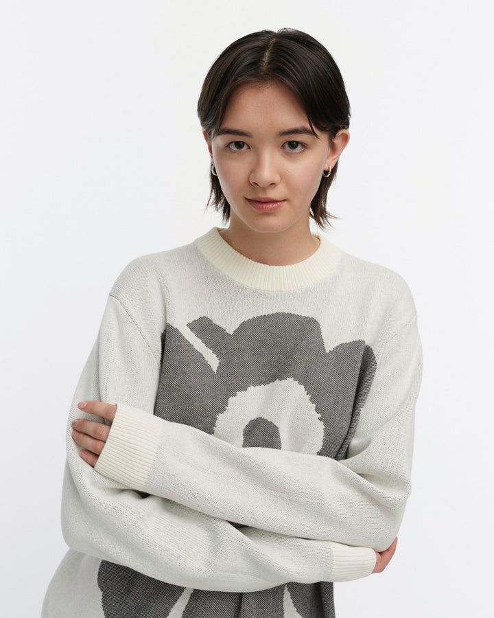 kioski lasi unikko knitted pullover - grey/white