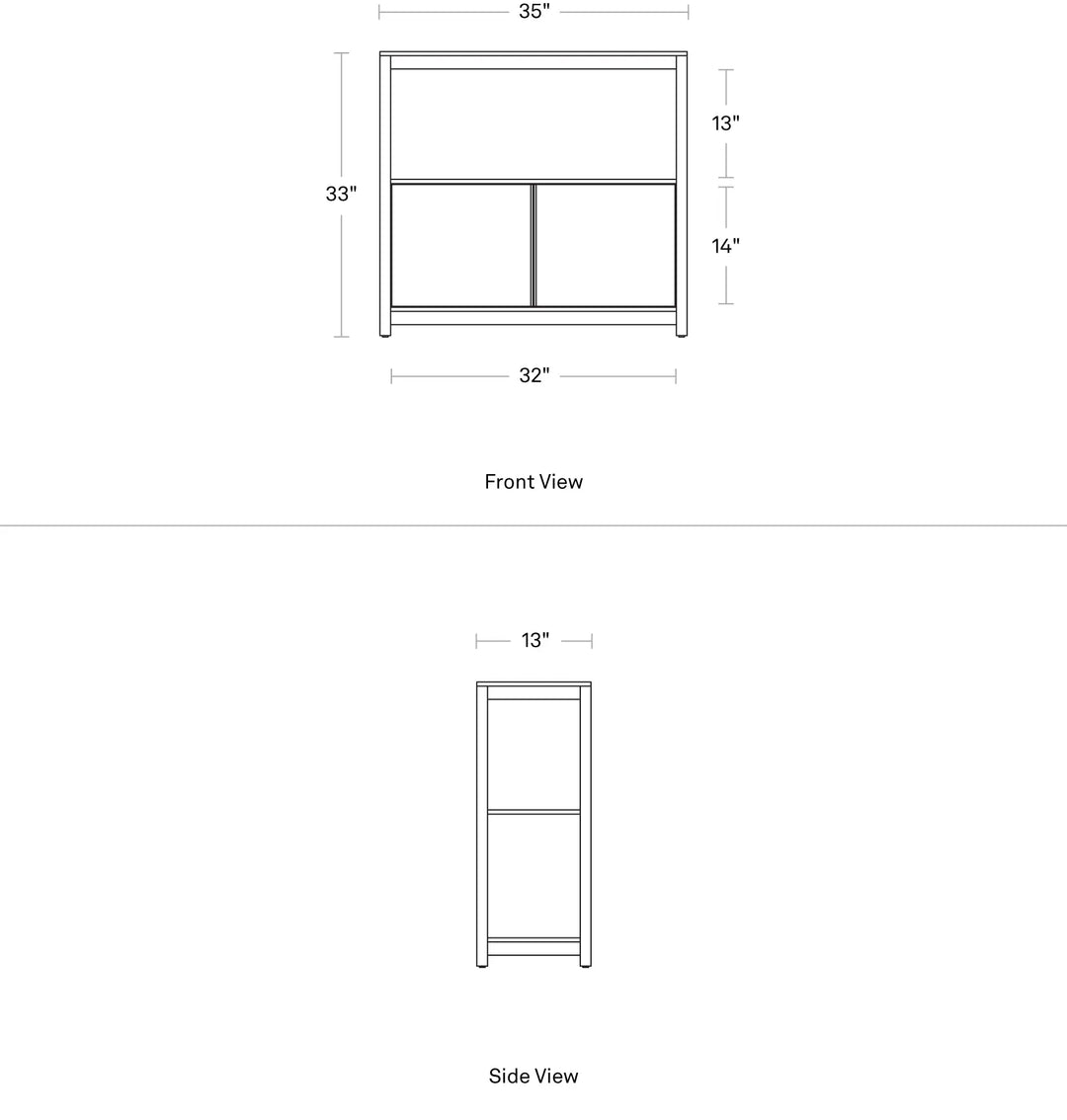 Open Plan Small Low Bookcase with Storage