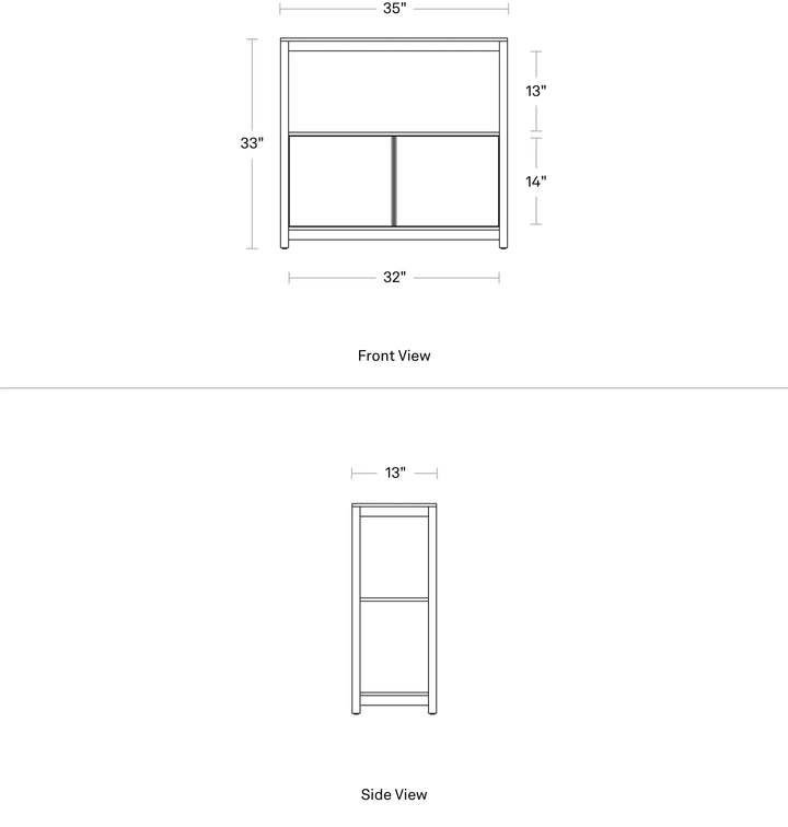 Open Plan Small Low Bookcase with Storage