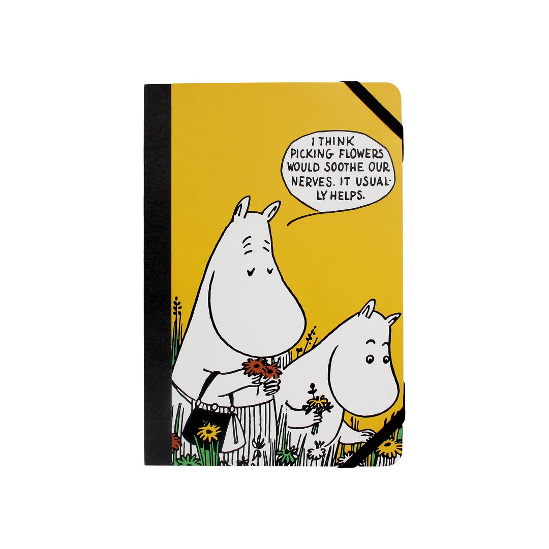 Moomin Picking Flowers A5 Notebook - Yellow