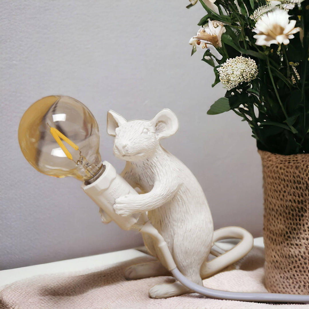 White Mouse Resin Night Light