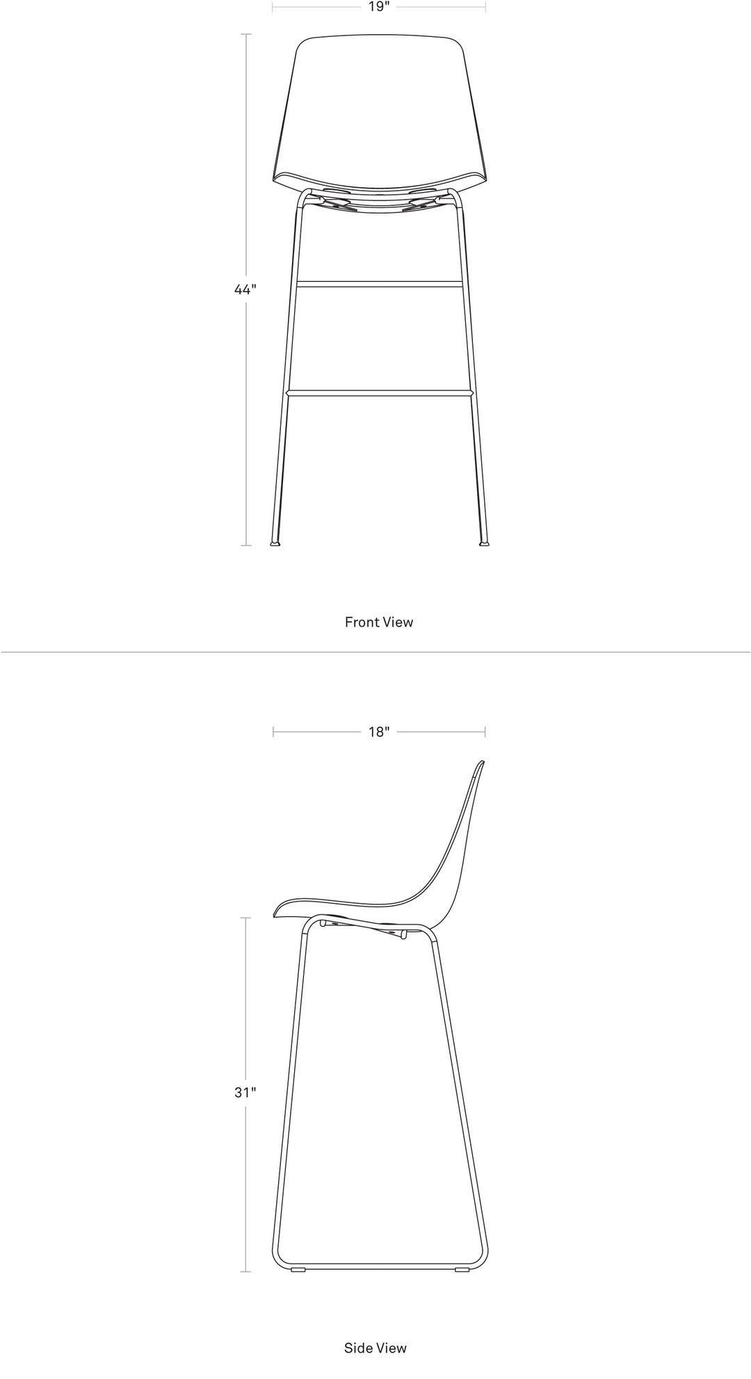 Clean Cut Counter Stool with Sled Leg