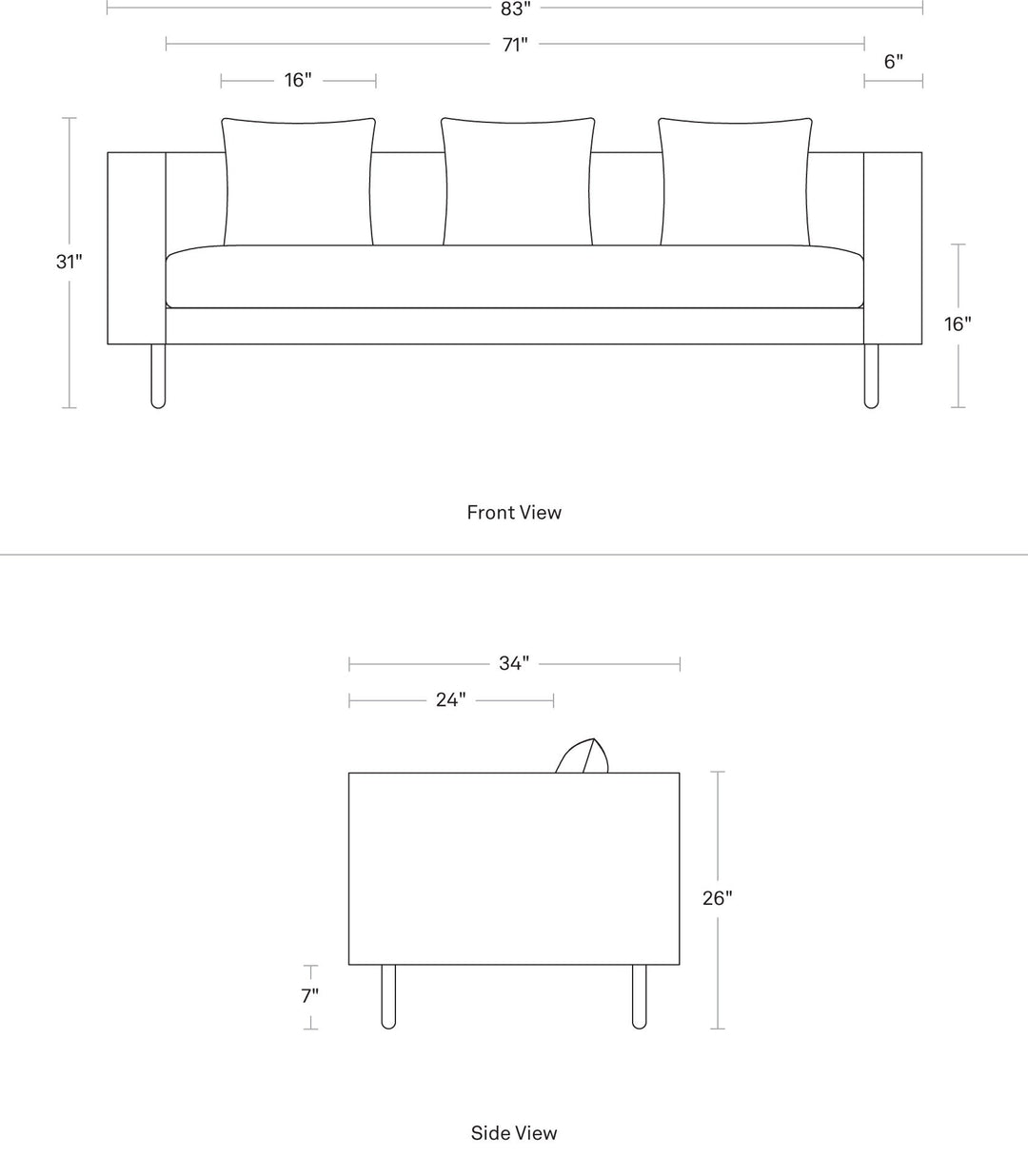 Mono 83" Sofa