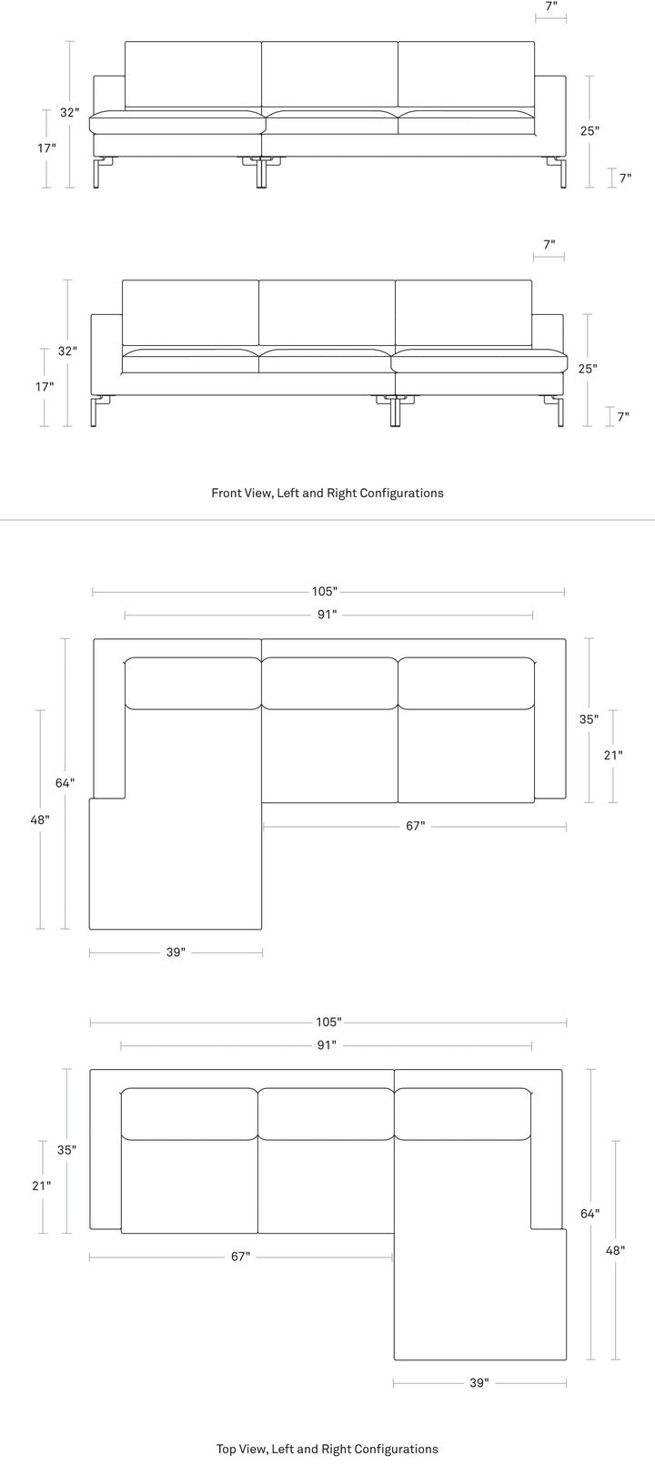 New Standard Sofa w/ Arm Chaise