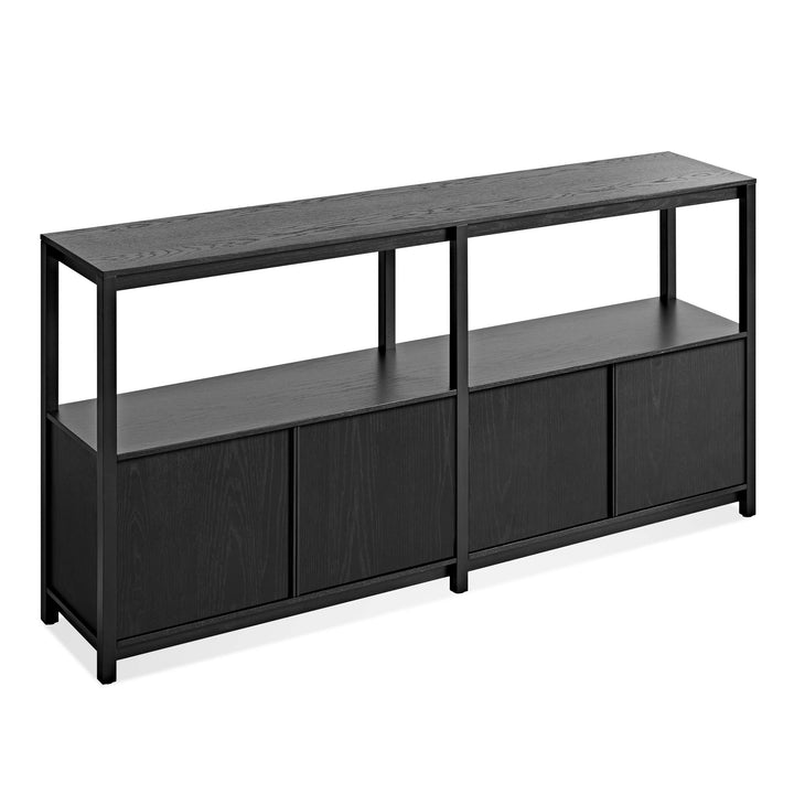 Open Plan Large Low Bookcase with Storage