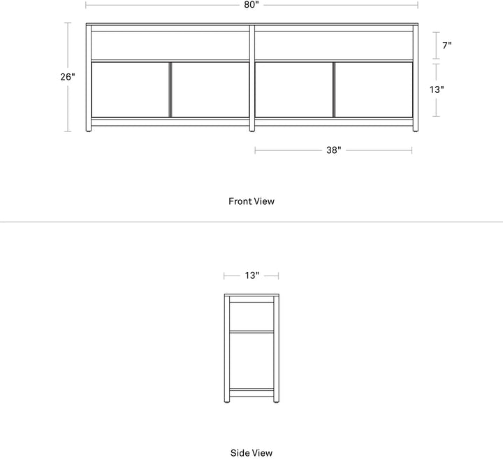 Open Plan Long and Low Bookcase with Storage