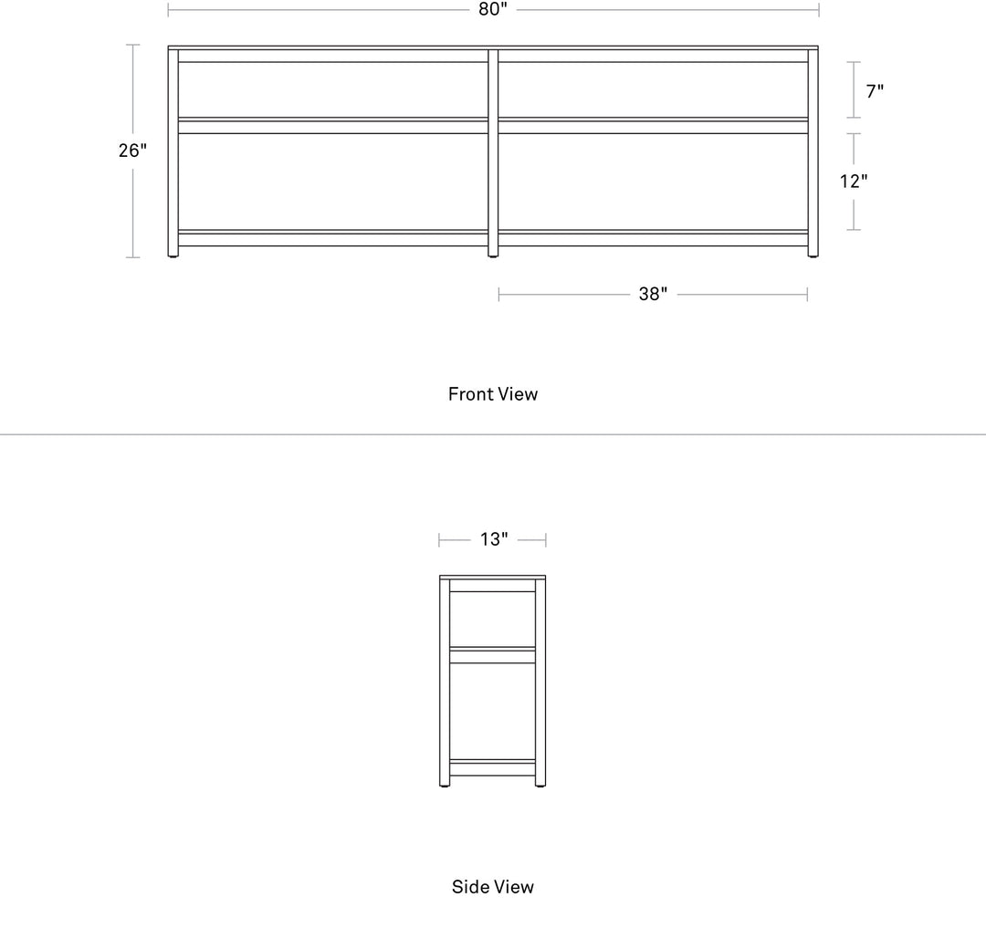 Open Plan Long and Low Bookcase